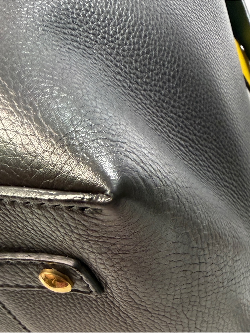 Burberry Black Leather Tote with Yellow Strap and Green Shoulder Strap - Picture 6 of 12